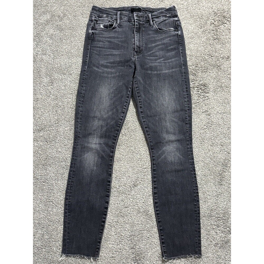 Mother Denim High Waisted Looker Ankle Leave The Light On‎ Black Jeans 26